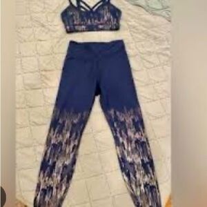 JoyLab Blue and White Patterned Leggings Set A0344